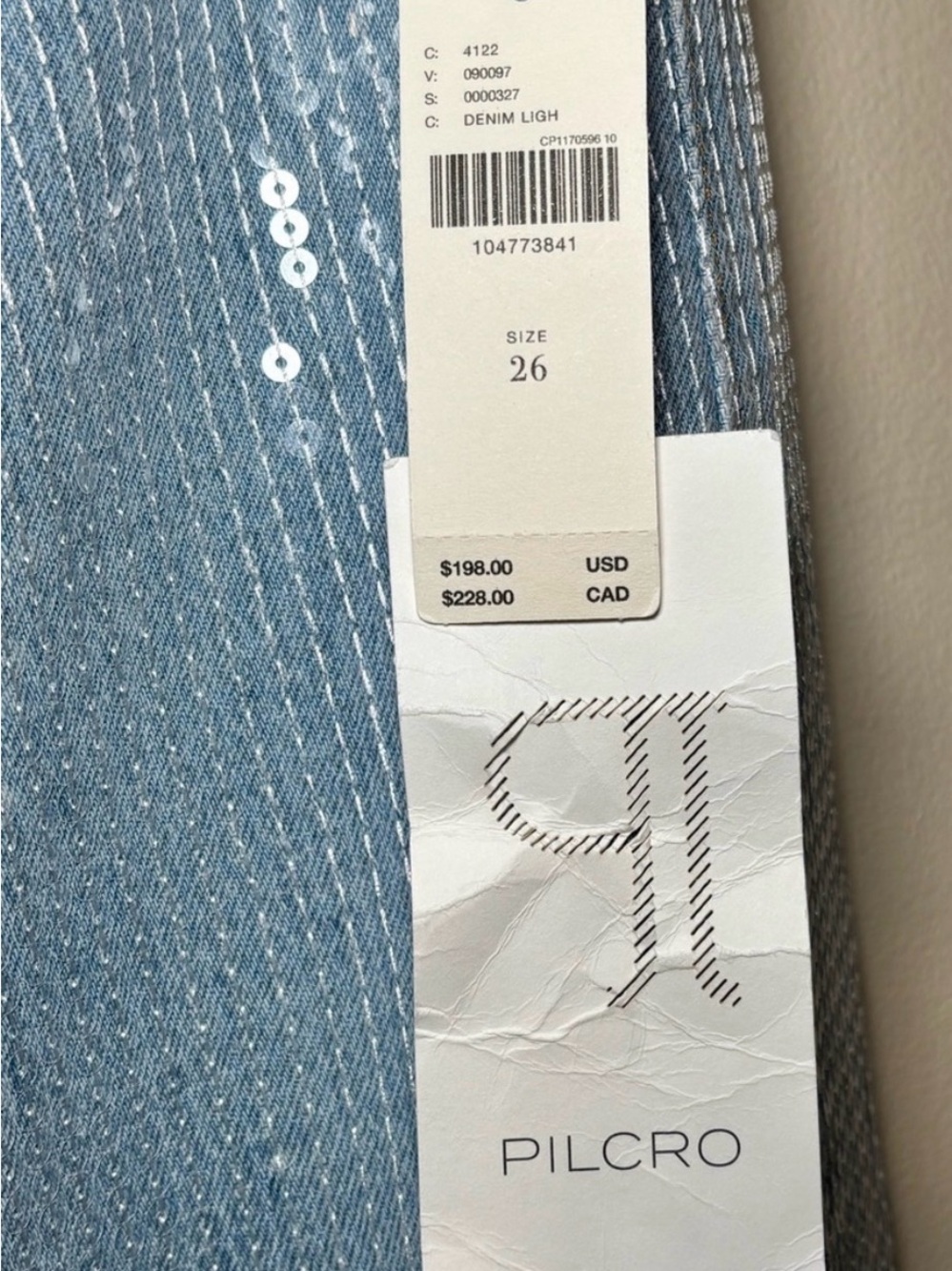 Pilcro anthropologie Light Blue Sequin Wide-Leg Jeans, size 26 , tags attached - Picture 2 of 8